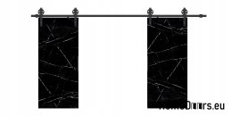 Drzwi przesuwne 120 naścienne ALFA LOFT 04 Marmur Czarny60+system przesuwny