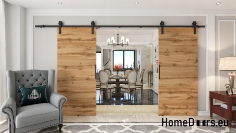 Drzwi przesuwne 140 naścienne ALFA LOFT 01 Dąb Wotan 70 + system przesuwny