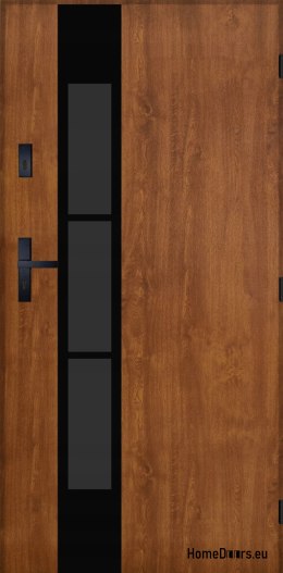 Drzwi Zewnętrzne PANTOR MARS 11 Prawe 90 Złoty Dąb Grube 72mm Ciepłe