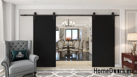 Drzwi przesuwne 120 naścienne ALFA LOFT 01 Czarne 60 + system przesuwny