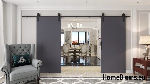 Drzwi przesuwne 130 naścienne ALFA LOFT 01 Antracyt 65 + system przesuwny