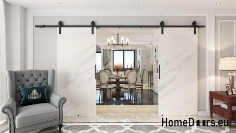 Drzwi przesuwne 140 naścienne ALFA LOFT 01 Marmur Biały 70+system przesuwny