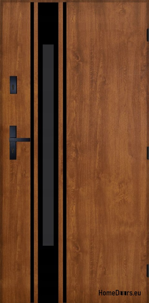 Drzwi Zewnętrzne PANTOR MARS 10 Prawe 90 Złoty Dąb Grube 72mm Ciepłe